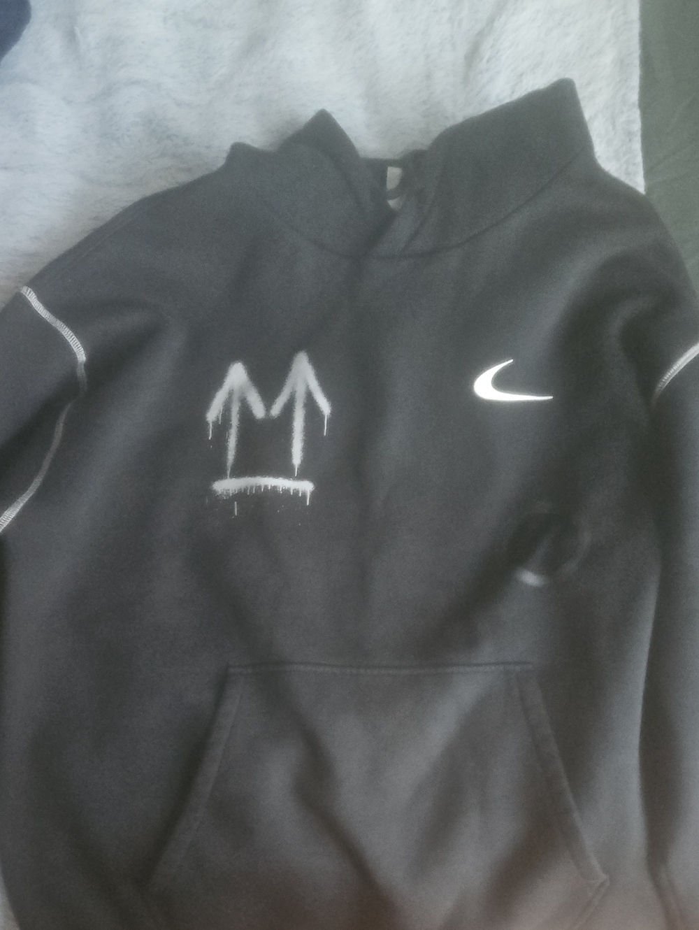 Off-White Black Crewneck Sweatshirt with White Graphic and Swoosh Detail